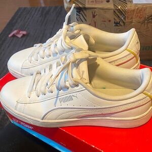 Puma White and Pink SoftFoam Sneakers